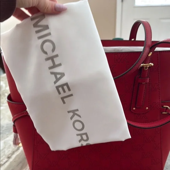 NWT Michael Kors Red Tote Bag - Picture 3 of 7